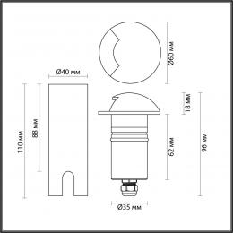 Odeon light 6662/1GL NATURE ODL24 631 черный/металл Встраиваемый грунтовый светильник IP67 LED 3W 4000K 12V/24V WALD (нужен драйвер 357781/357782)  - 2 купить